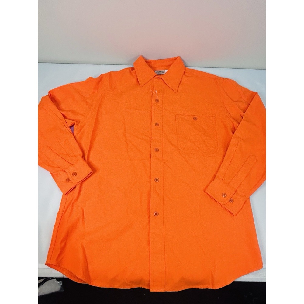 Five Brothers Flannel Orange Hunting Shirt Mens Medium Vintage Blaze Safety